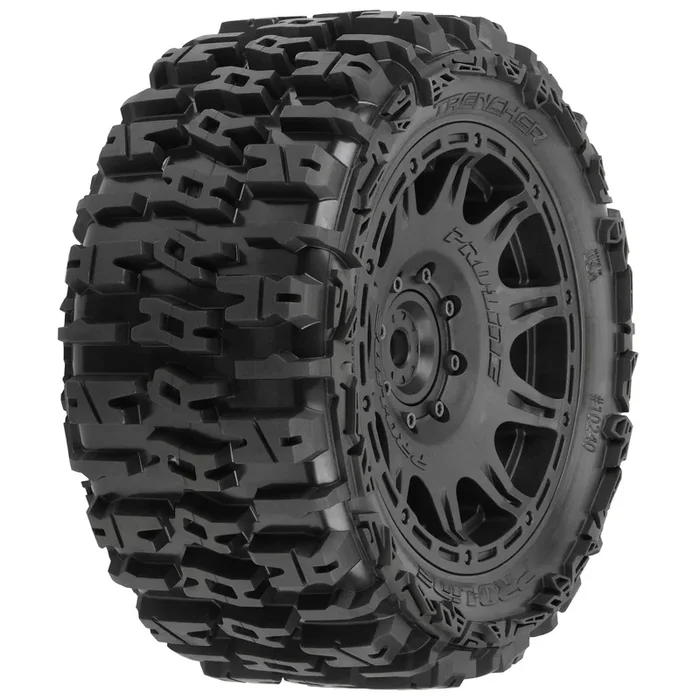 1/6 Trencher F/R 5.7” Tires Mounted 24mm Black Raid 8×48 Hex (2)