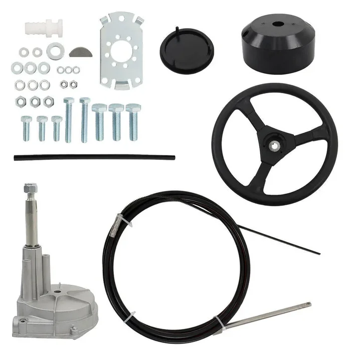 15 Feet SS13715 Boat Cable Rotary Steering System Outboard Kit With 13.5″ Wheel