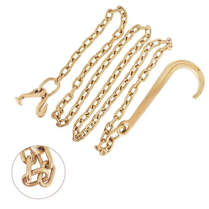 2 Pcs 5/16 x 10′ Grade 70 Tow Chain 15″ J Hook Mini J Hook Recovery Wrecker Axle