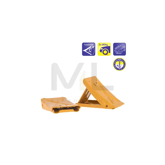 ALCA 430000 Wheel chock 0.85kg, 2, Yellow, Sheet Steel