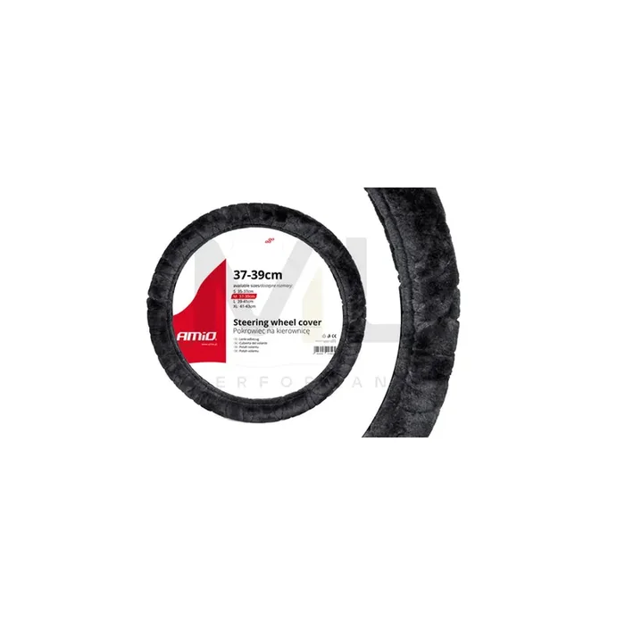 AMiO SWC-02 01357 Steering wheel cover Grey, Ø 37-39cm, Leatherette, Polyester