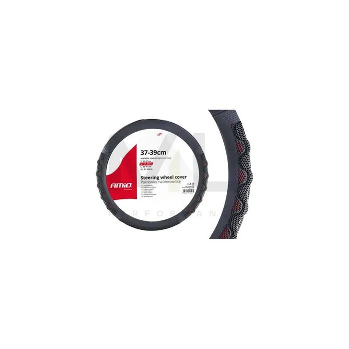 AMiO SWC-25-M 02562 Steering wheel cover Black, Ø 37-39cm, Leatherette, Plastic