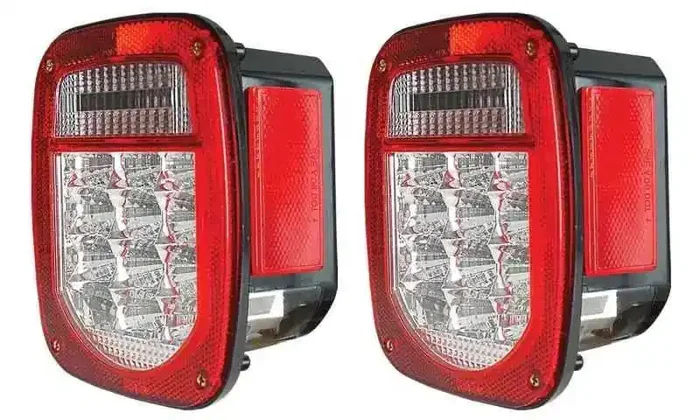 ANZO 1976-1985 Jeep Wrangler LED 2 Lens – Red/Clear, Chrome