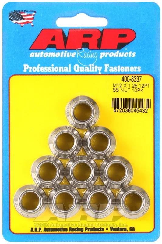 ARP M12 x 1.25 M14 WR 12pt Nut Kit – 10 Pack