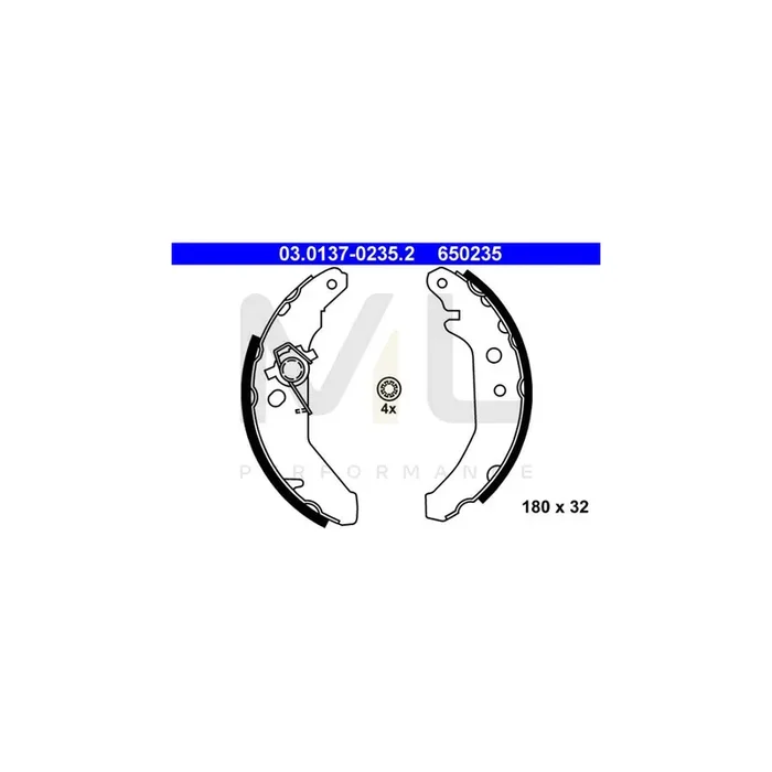 ATE 03.0137-0235.2 Brake Shoe Set for FORD Fiesta Mk3 Hatchback (GFJ)