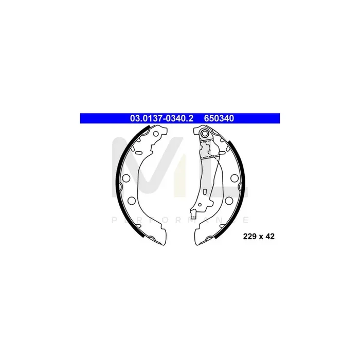 ATE 03.0137-0340.2 Brake Shoe Set for PEUGEOT 406 with lever