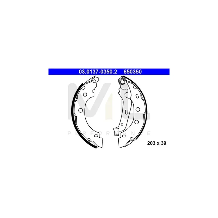 ATE 03.0137-0350.2 Brake Shoe Set with lever