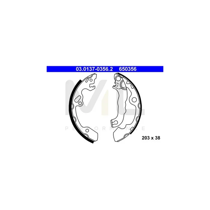ATE 03.0137-0356.2 Brake Shoe Set for FORD FOCUS with lever