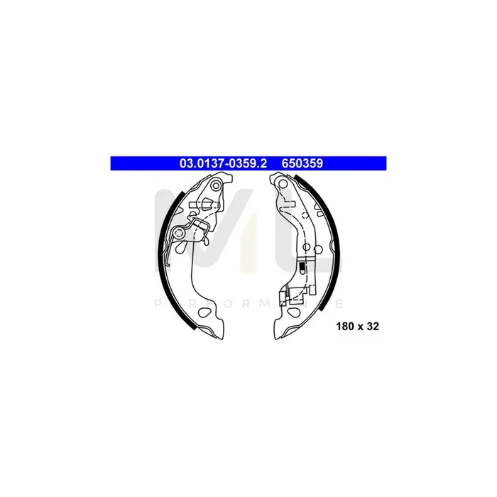 ATE 03.0137-0359.2 Brake Shoe Set for FIAT Punto II Hatchback (188) with lever
