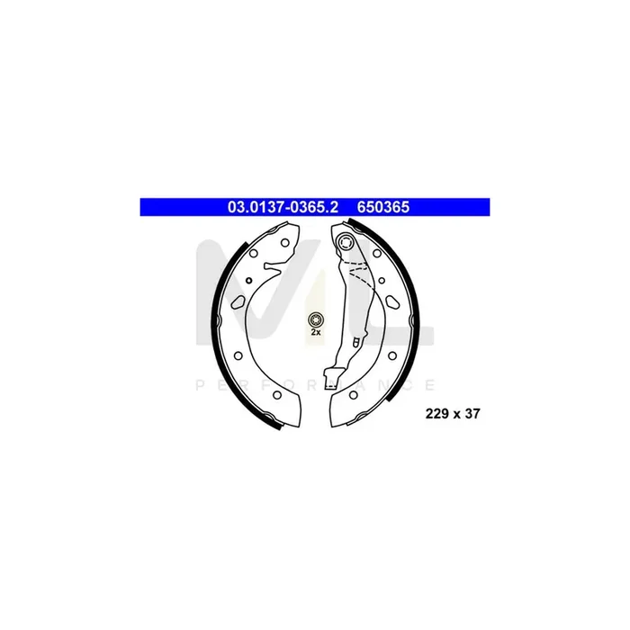 ATE 03.0137-0365.2 Brake Shoe Set for TOYOTA AVENSIS with lever