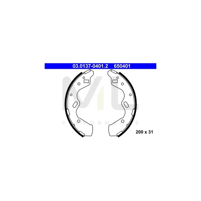 ATE 03.0137-0401.2 Brake Shoe Set for MAZDA Demio Estate (DW) without lever