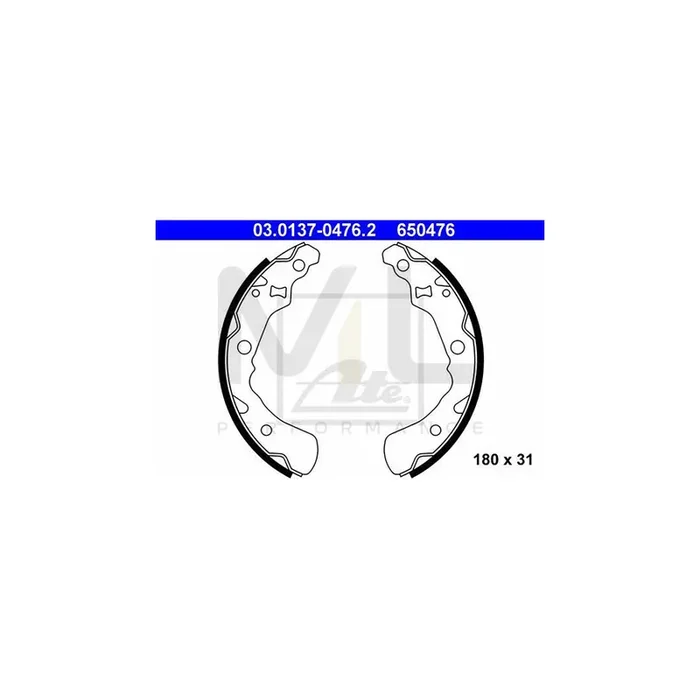 ATE 03.0137-0476.2 Brake Shoe Set Ø 180mm, without lever