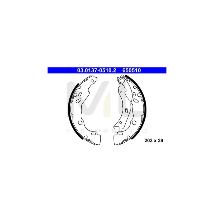 ATE 03.0137-0510.2 Brake Shoe Set for NISSAN MICRA with lever