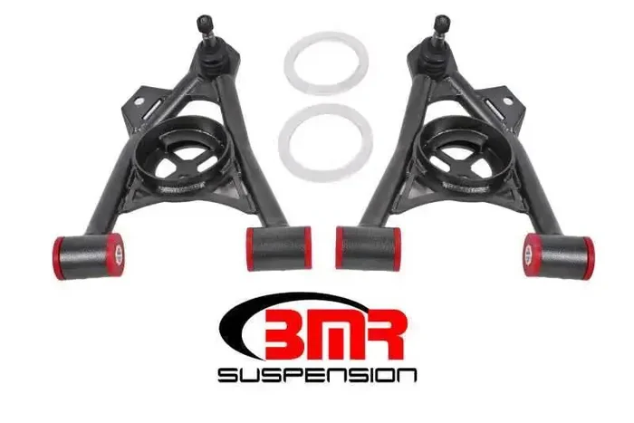 BMR 94-04 Mustang Lower Non-Adj. A-Arms (Poly) w/ Tall Ball Joint / Spring Pocket – Black Hammertone