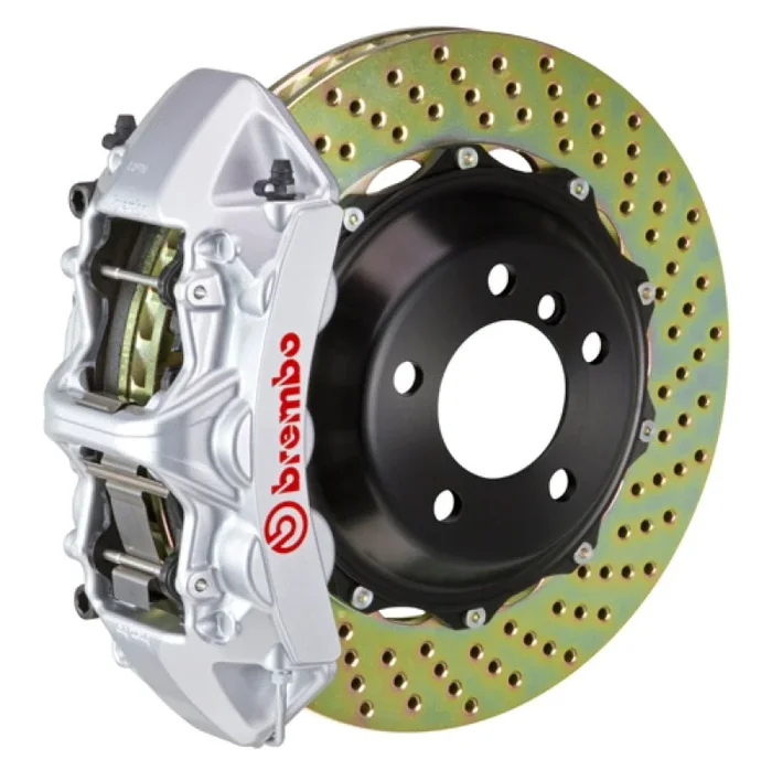 Brembo 09-14 Genesis Sedan 3.8/4.6 Fr GT BBK 6Pist Cast 380×32 2pc Rotor Drilled-Silver