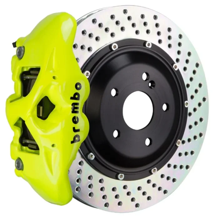 Brembo 15-18 M3 Excl CC Brake Fr GT BBK 6Pis Cast 365×34 2pc Rotor Drilled-Yellow