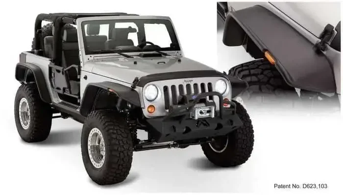 Bushwacker 07-18 Jeep Wrangler Flat Style Flares 4pc Fits 2-Door Sport Utility Only – Black
