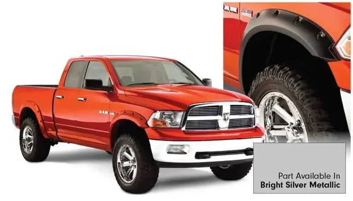 Bushwacker 16-18 Ram 1500 Fleetside Pocket Style Flares 4pc 67.4/76.3/96.3in Bed – Bright Silver