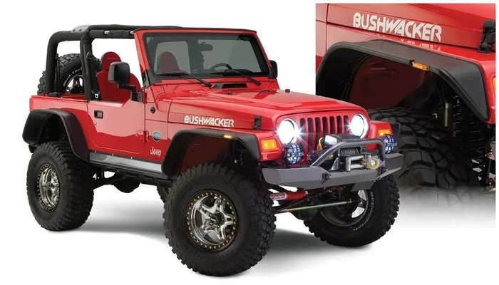 Bushwacker Front and Rear Jeep Wrangler Flat Fender Flares, Black – 10920-07