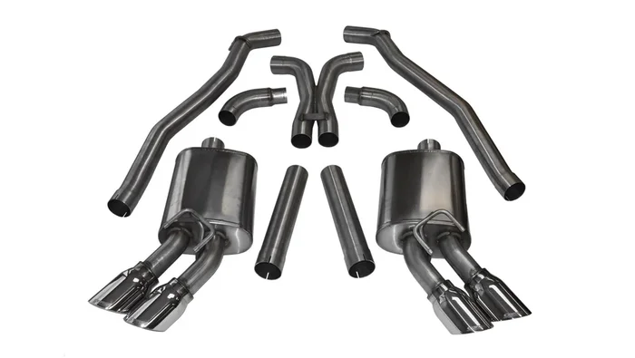 Corsa Performance 3.0in. Cat-Back Plus X-Pipe Sport Exhaust Dual Rear Exit 4.0in. Polished Tips 12-15 Chevy Camaro ZL1 Coupe 6.2L V8 – 14971