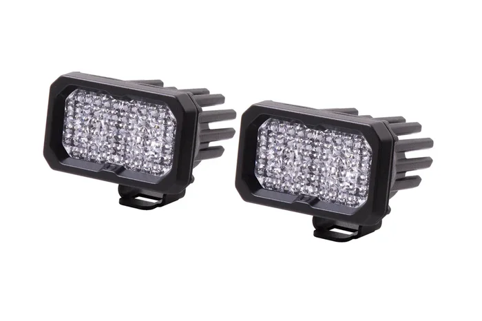 Diode Dynamics Stage Series 2 Inch LED Pod, Sport White Flood Standard Red Backlight Pair-DD6394P