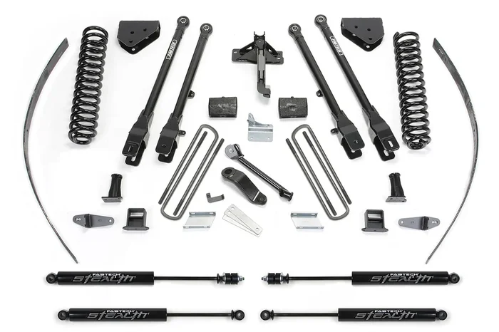 Fabtech 4 Link Lift System, 8 in. Lift w/ Coils and Stealth Shocks For 08-16 Ford F250 4WD w/o Factory Overload. – K2125M