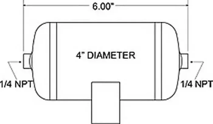 Firestone Air Tank 0.25 Gallon 4in. x 6in. (2) 1/4in. NPT Ports 150 PSI Max – Black (WR17609166)