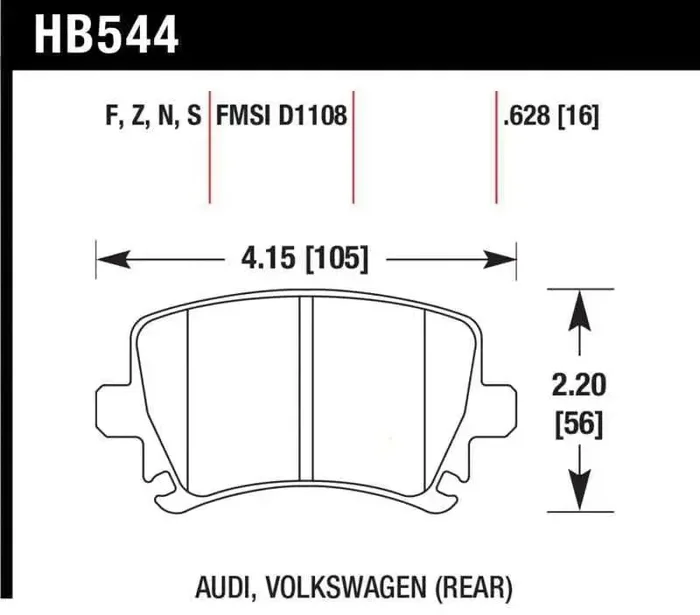 Hawk 06 Audi A6 Quattro Avant / 06-09 A6 Quattro HP+ Rear Brake Pads