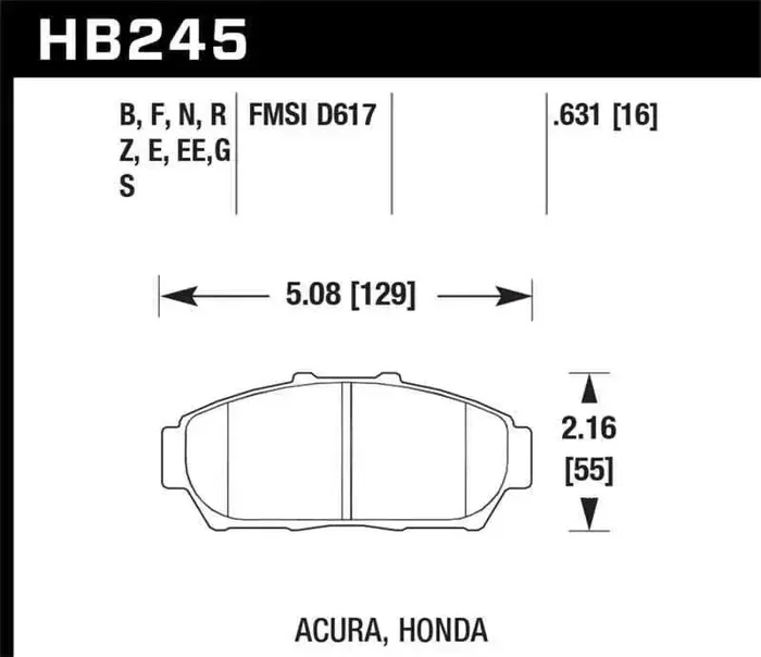 Hawk 94-01 Acura Integra (excl Type R) DTC-60 Race Front Brake Pads