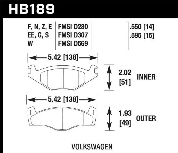 Hawk Blue 9012 Brake Pads Volkswagon