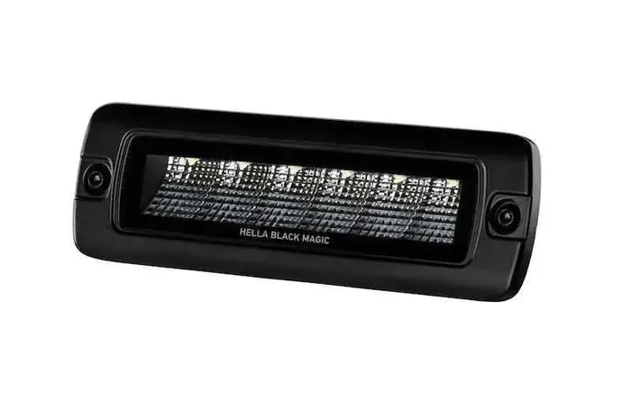 Hella Universal Black Magic 6 L.E.D. Flush Mount Mini Light Bar – Flood Beam