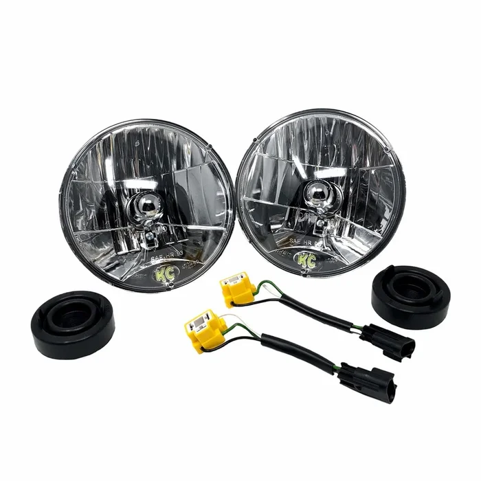 KC HiLiTES 7″ Headlight H4 Halogen 2-Lights, 55W/60W DOT Headlight for 07-18 Jeep JK – 42302