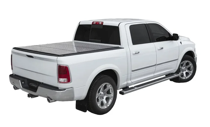 LOMAX Professional Series Tonneau Cover For Ram 1500, Short Bed, Diamond Plate Finish, Single Rail – B0040059