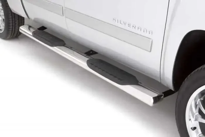 Lund 07-17 Chevy Silverado 1500 Crew Cab 6in. Oval Straight SS Nerf Bars – Polished