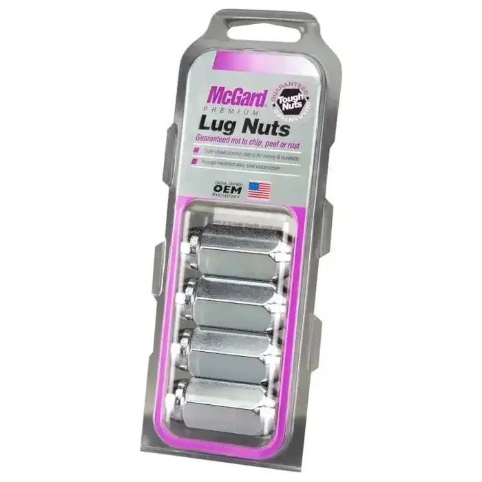 McGard Hex Lug Nut (Cone Seat) M14X1.5 / 22mm Hex / 1.945in. Length (4-Pack) – Chrome