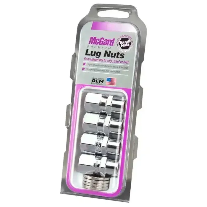 McGard Hex Lug Nut (Drag Racing Short Shank) 1/2-20 / 13/16 Hex / 1.6in. Length (4-Pack) – Chrome