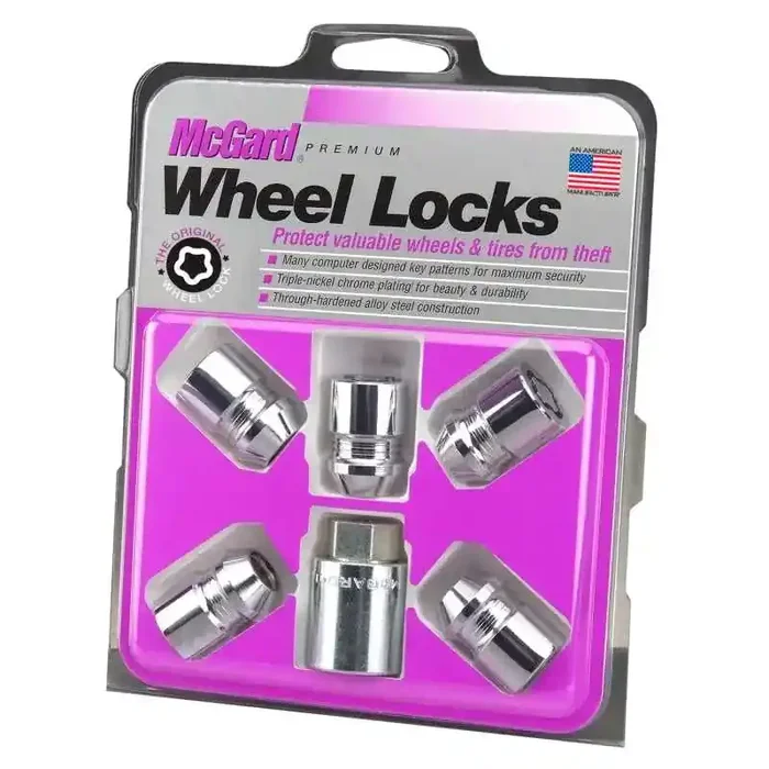 McGard Wheel Lock Nut Set – 5pk. (Cone Seat) M12X1.25 / 3/4 Hex / 1.28in. Length – Chrome