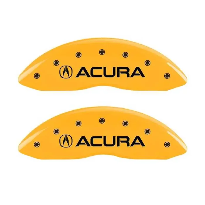 MGP 4 Caliper Covers Engraved Front & Rear Acura Yellow finish black ch