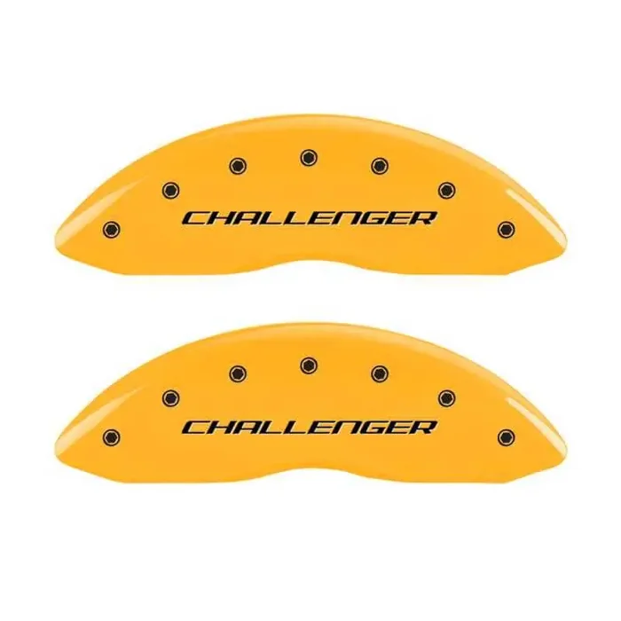 MGP 4 Caliper Covers Engraved Front & Rear Block/Challenger Yellow finish black ch