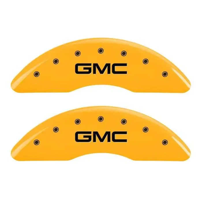 MGP 4 Caliper Covers Engraved Front & Rear GMC Yellow finish black ch