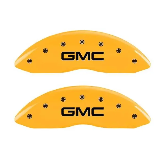 MGP 4 Caliper Covers Engraved Front & Rear GMC Yellow finish black ch