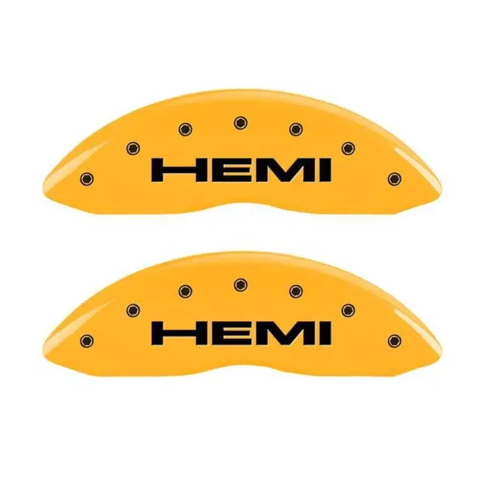 MGP 4 Caliper Covers Engraved Front & Rear Hemi Yellow Finish Black Char 2006 Jeep Commander