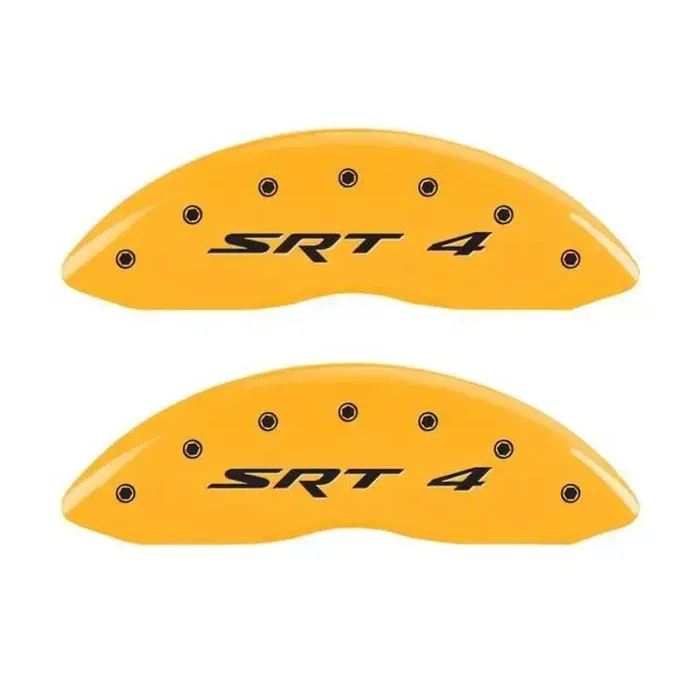 MGP Front set 2 Caliper Covers Engraved Front SRT4 Yellow finish black ch