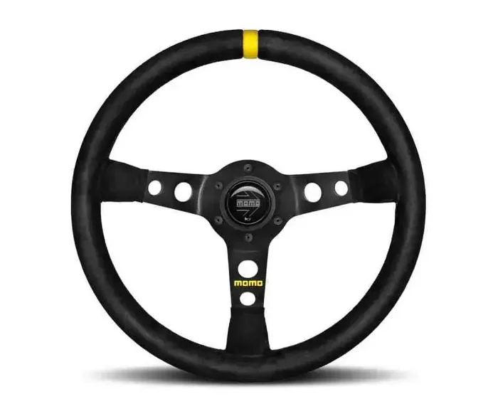 Momo MOD07 Steering Wheel 350 mm – Black Suede/Black Spokes/1 Stripe