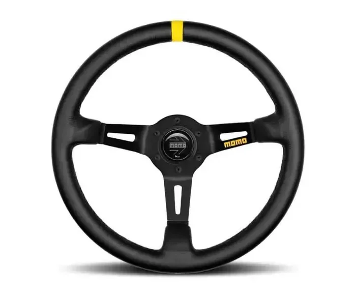 Momo MOD08 Steering Wheel 350 mm – Black Leather/Black Spokes/1 Stripe