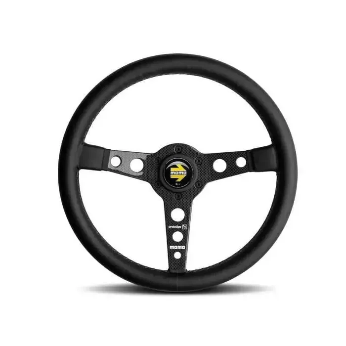 Momo Prototipo 6C Steering Wheel 350 mm – Black Leather/Gry St/Cbn Fbr Spoke