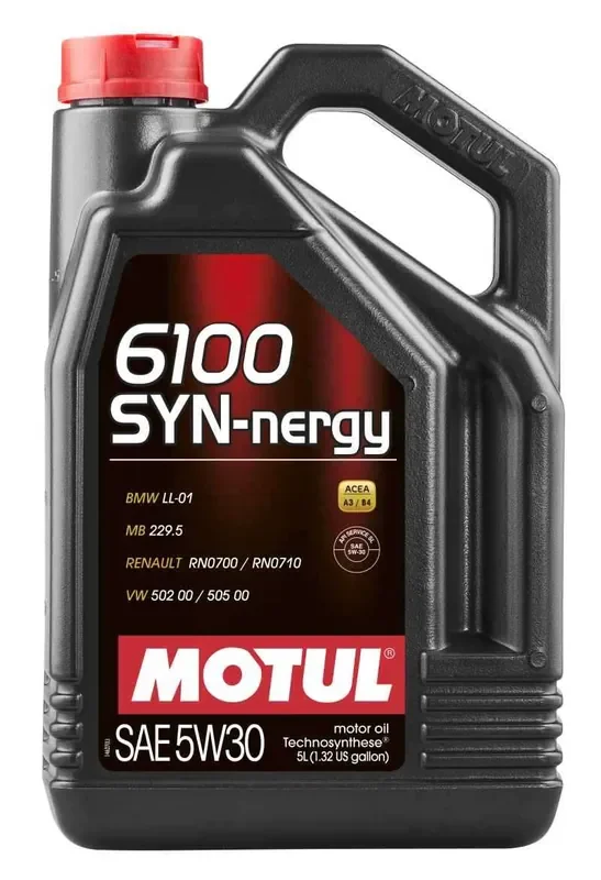 Motul 5L Technosynthese Engine Oil 6100 SYN-NERGY 5W30 – VW 502 00 505 00 – MB 229.5 – Case of 4