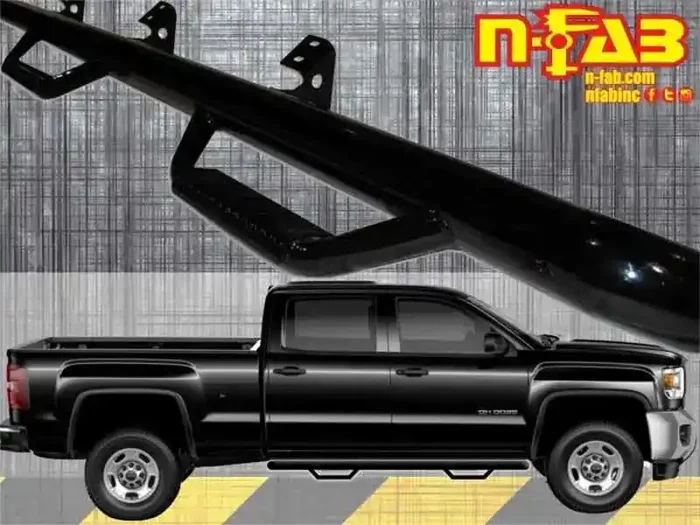 N-Fab Nerf Step 15-17 Chevy-GMC 2500/3500 Crew Cab – Gloss Black – Cab Length – 3in