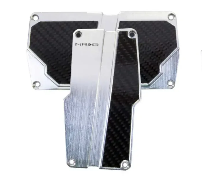 NRG Brushed Aluminum Sport Pedal A/T – Silver w/Black Carbon