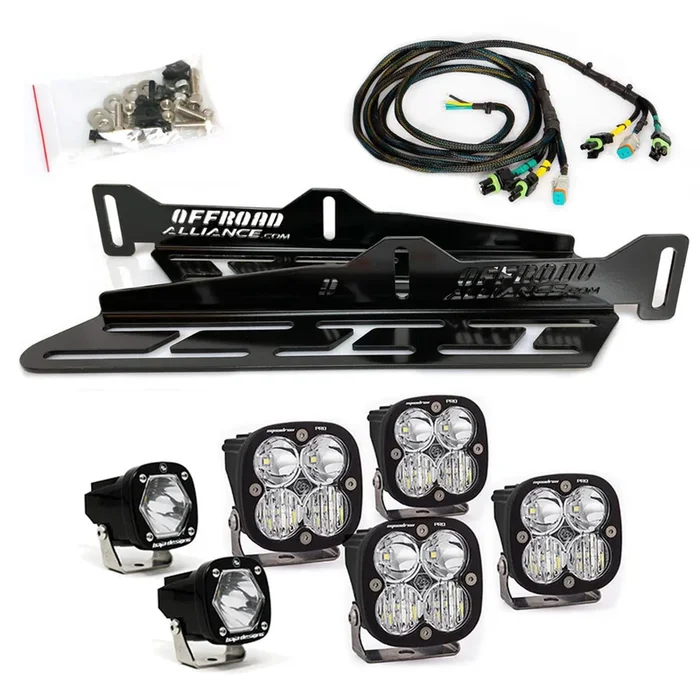 Offroad Alliance Universal Triple Bumper Light Kit w/ Baja Designs Squadron Pro + S1 Lights: 17-20 Raptor